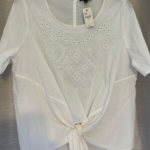 White Embroidered Women's Top